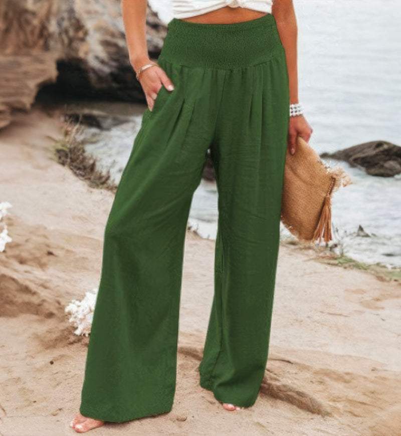 Eris Cotton Linen Trousers With High Waist