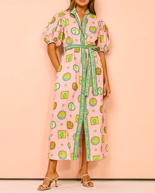 Siello Tropicale Print Cross Border Maxi Dress